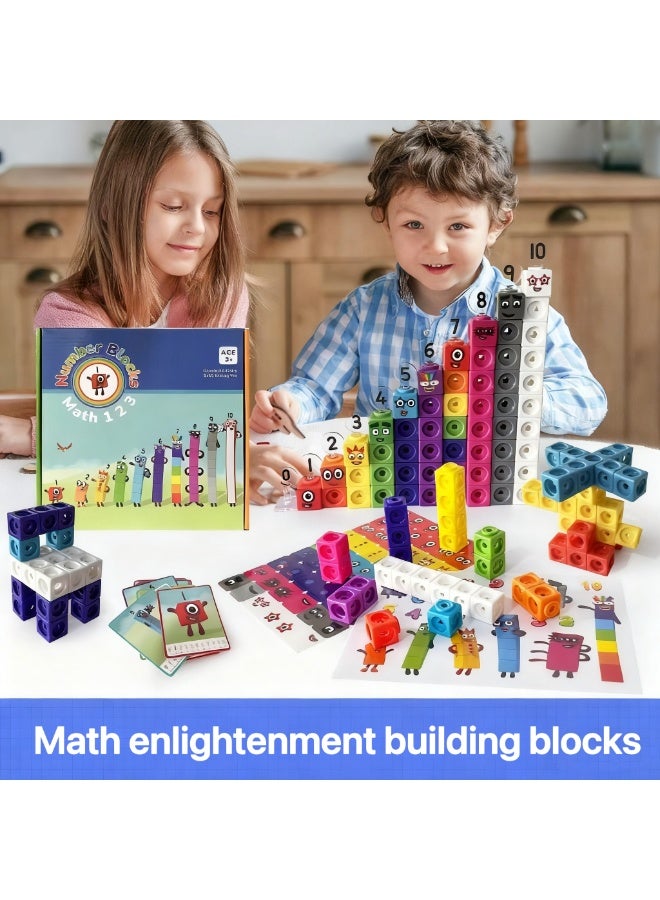 Number Blocks Math Cubes 1-10 Activity Set, Mathematics Enlightenment, Counting Blocks, Linking Cubes, Educational Learning Toys for Ages 3+ Kids, Number Games, Math Manipulatives Kindergarten - Image 1